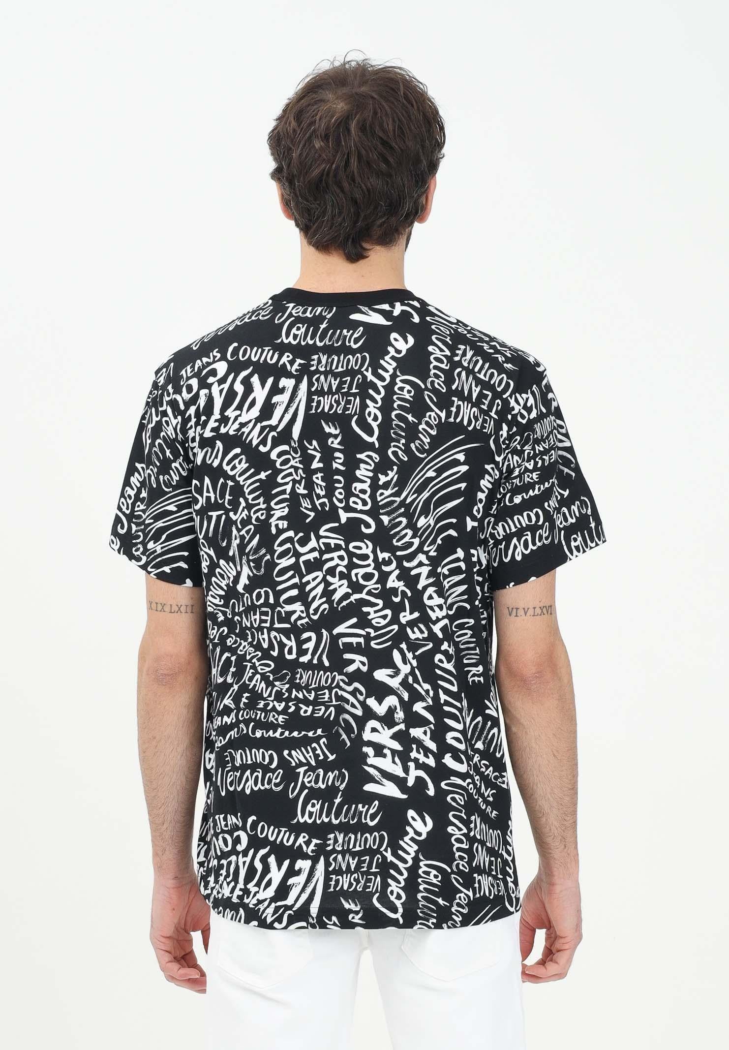 Versace Versace Erkek Yuvarlak Yaka Logo Baskılı Kısa Kollu Siyah-Beyaz T-Shirt 78GAH6R0JS440-L01