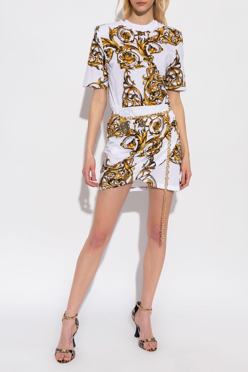 Versace Versace Kadın %100 Pamuklu Logolu Kısa Kollu Beyaz Elbise 72HAO941 JS049-G03