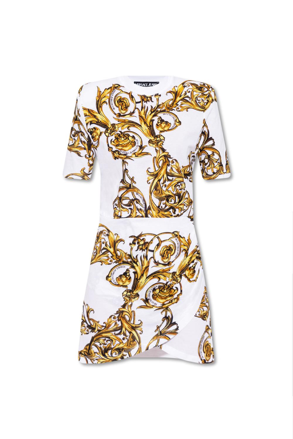 Versace Versace Kadın %100 Pamuklu Logolu Kısa Kollu Beyaz Elbise 72HAO941 JS049-G03