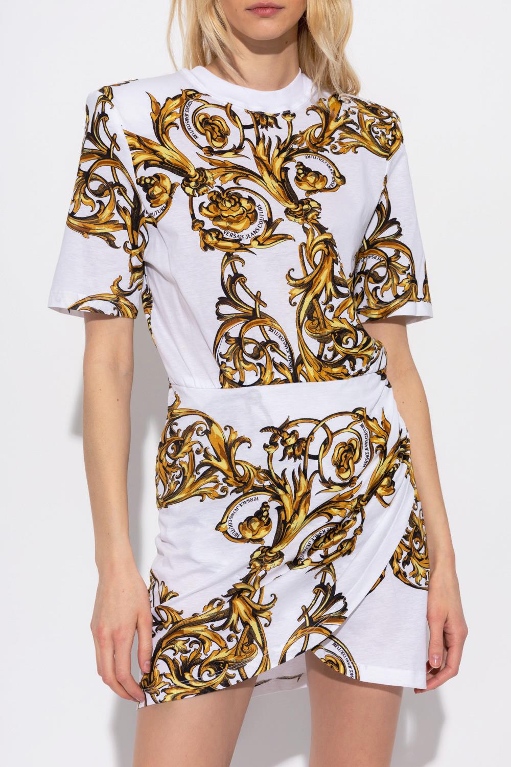Versace Versace Kadın %100 Pamuklu Logolu Kısa Kollu Beyaz Elbise 72HAO941 JS049-G03