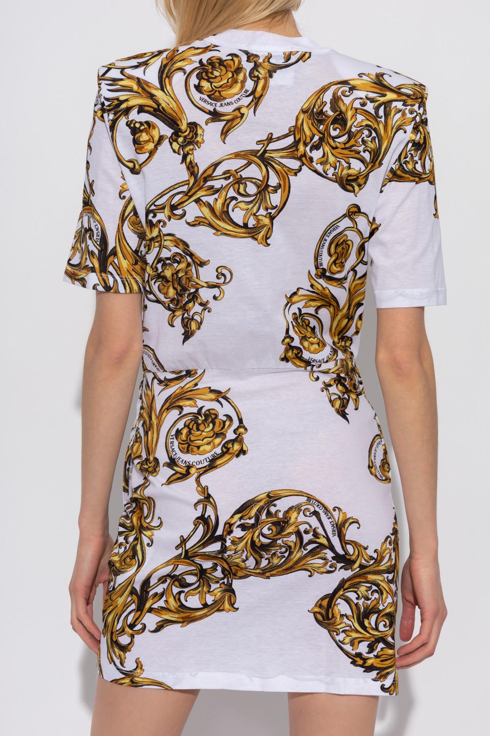 Versace Versace Kadın %100 Pamuklu Logolu Kısa Kollu Beyaz Elbise 72HAO941 JS049-G03