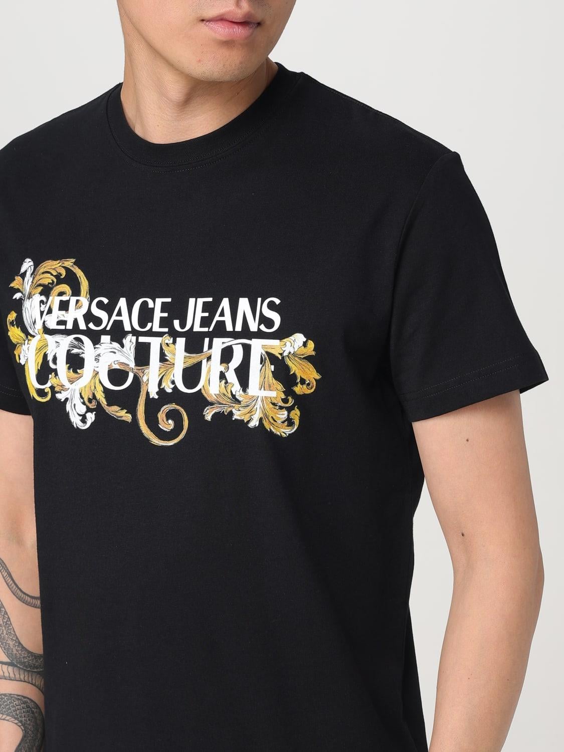 Versace Versace Kadın Bisiklet Yaka Kısa Kol Versace Yazı ve Desenli Siyah T-Shirt 78GAHC05CJ01C-G89
