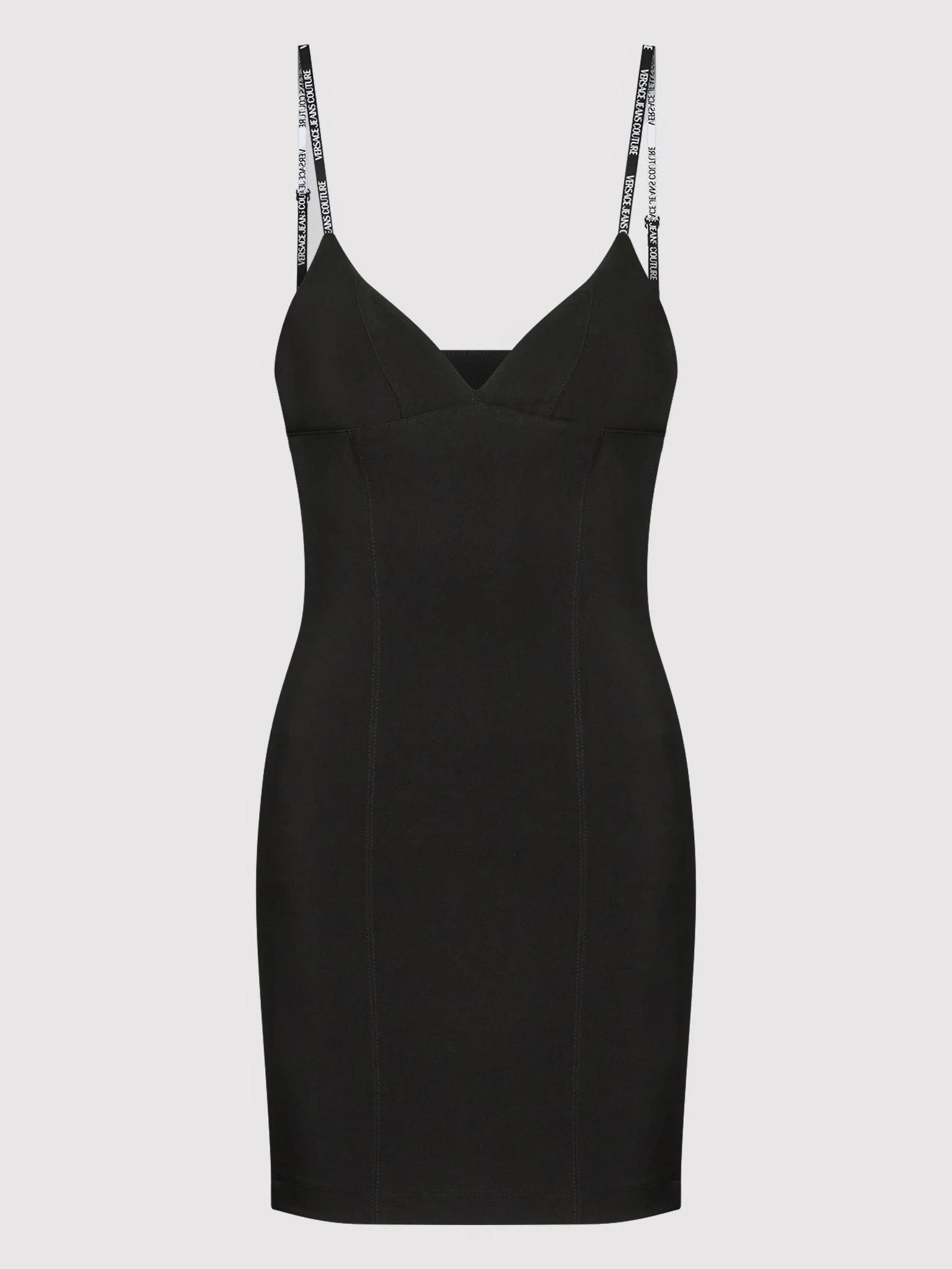 Versace Versace Kadın İnce Askılı Pamuklu Siyah Elbise 72HAO942 N0103-899