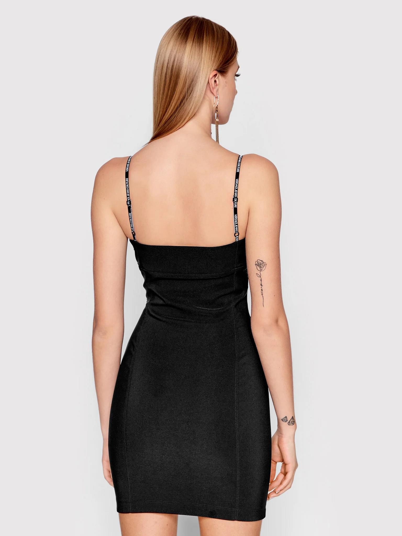 Versace Versace Kadın İnce Askılı Pamuklu Siyah Elbise 72HAO942 N0103-899