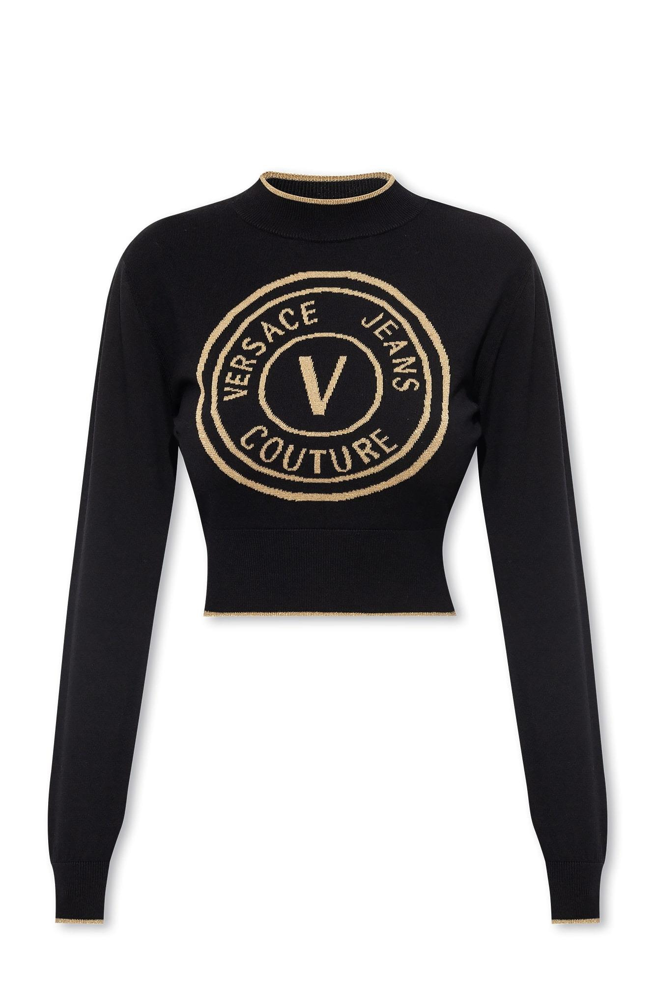 Versace Versace Kadın Logolu Günlük Kullanım Uzun Kollu Siyah Kazak 75HAFM21 CM01A-K42