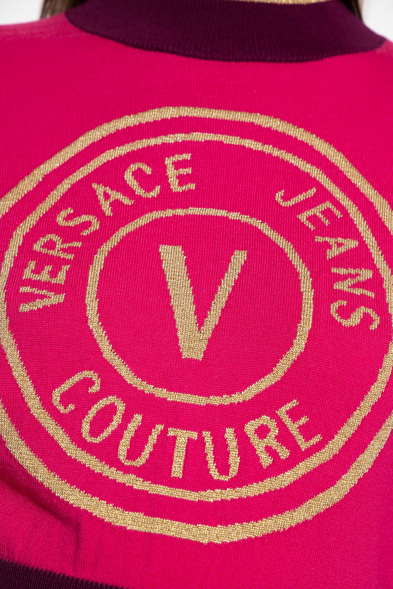 Versace Versace Kadın Logolu Günlük Kullanım Uzun Kollu Pembe Kazak 75HAFM21 CM01A-455
