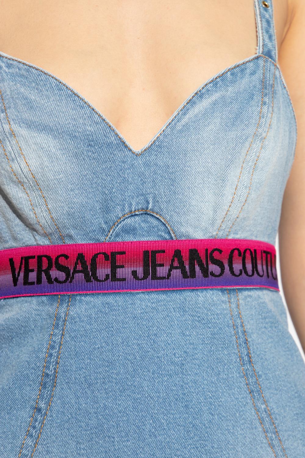 Versace Versace Kadın Pamuklu Marka  Logolu Mavi Elbise 74HAO951 DW009L01-904