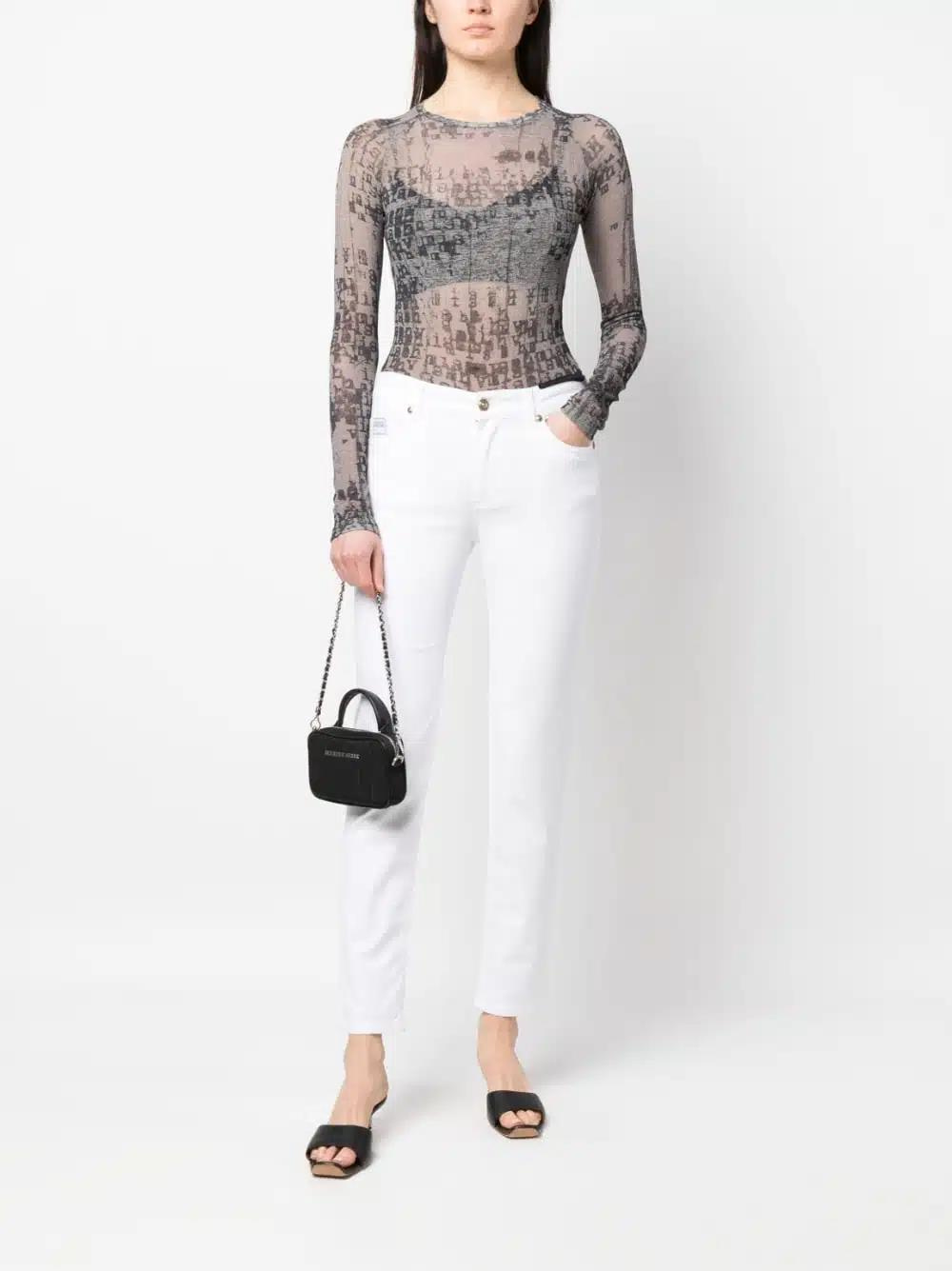 Versace Versace Kadın Pamuklu Normal Kesim Rahat Beyaz Pantolon 74HAB5S0 CEW01-003