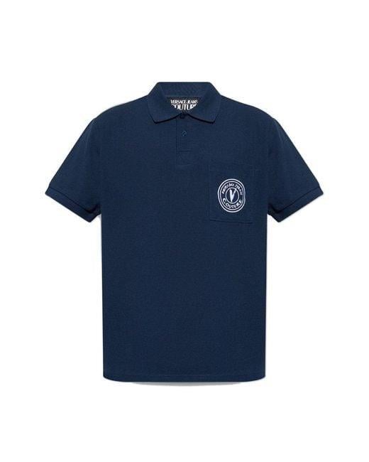 Versace Versace Kadın Regular Fit Göğüste İşlemeli Logo Detaylı %100 Pamuklu Kısa Kollu Lacivert Polo Yaka T-Shirt 78GAGT01CJ01T-283