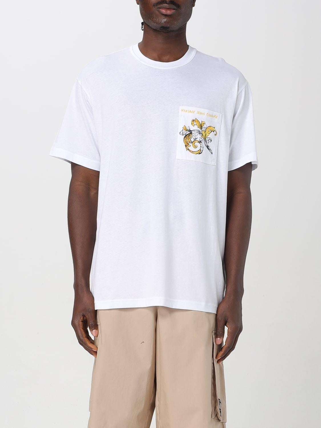 Versace Versace Kadın Regular Fit Yuvarlak Yakalı Cep Detaylı Arkası Grafik Baskılı Kısa Kollu Beyaz-Altın T-Shirt 78GAH6RBJS462-G03