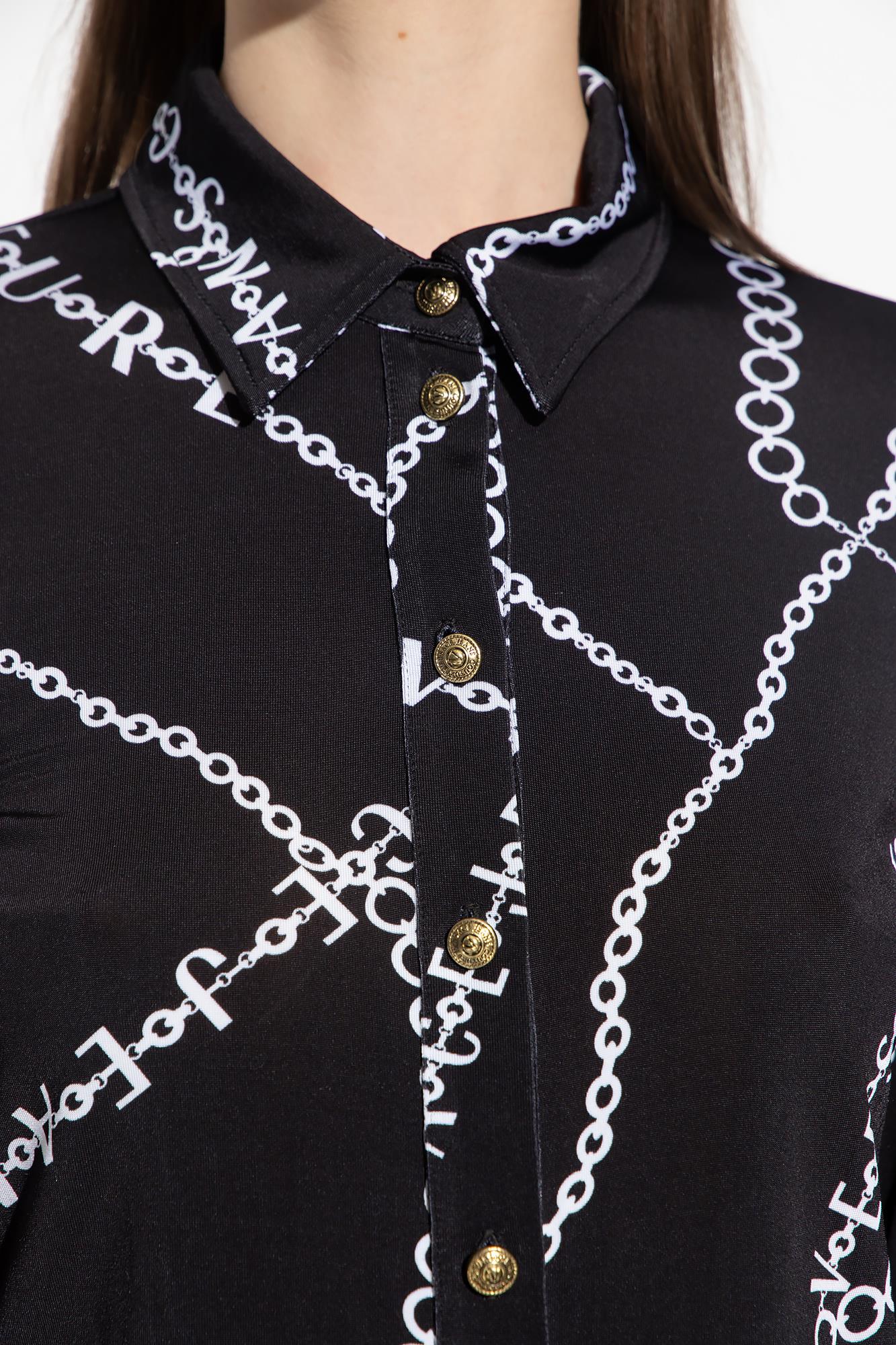 Versace Versace Kadın Uzun Kollu Slim Fit Düğmeli Gömlek Siyah Gömlek 75HAL213 JS201-899