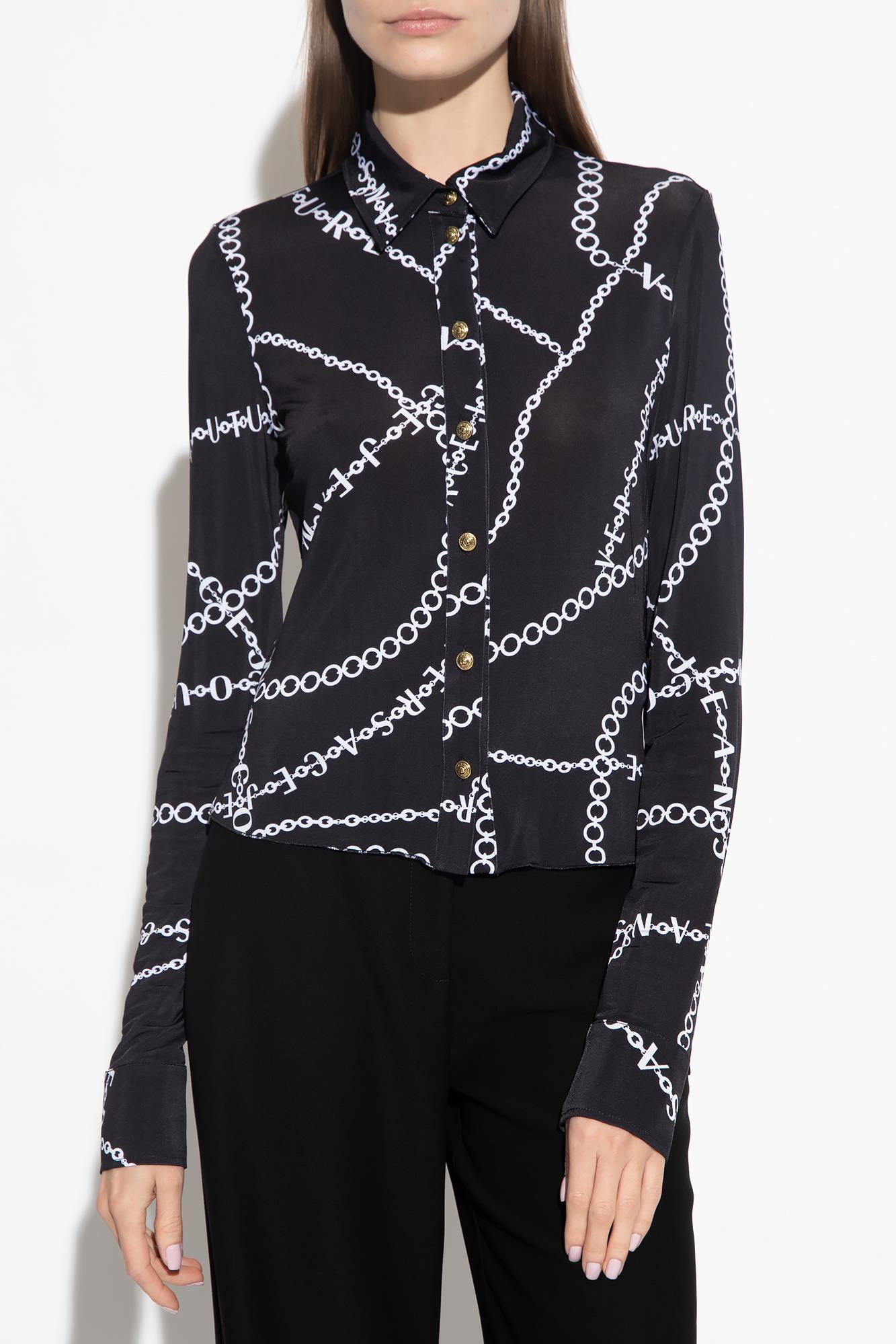 Versace Versace Kadın Uzun Kollu Slim Fit Düğmeli Gömlek Siyah Gömlek 75HAL213 JS201-899