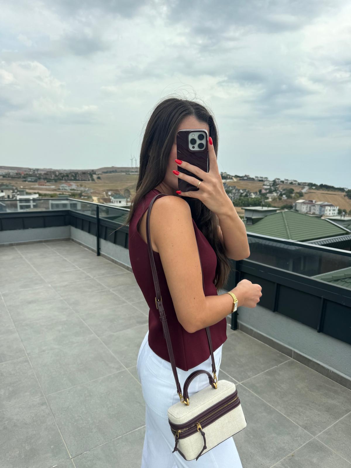 Bordo Çelik Triko Yelek