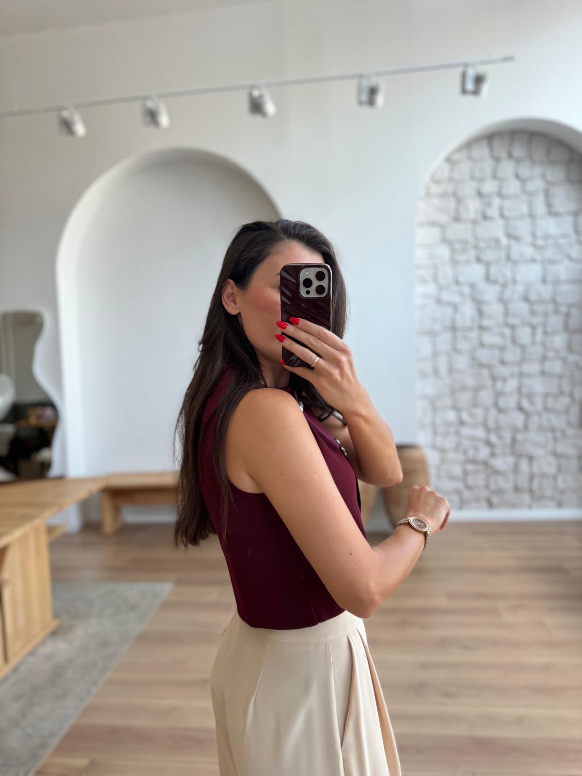 Çift Düğmeli Bordo Yelek