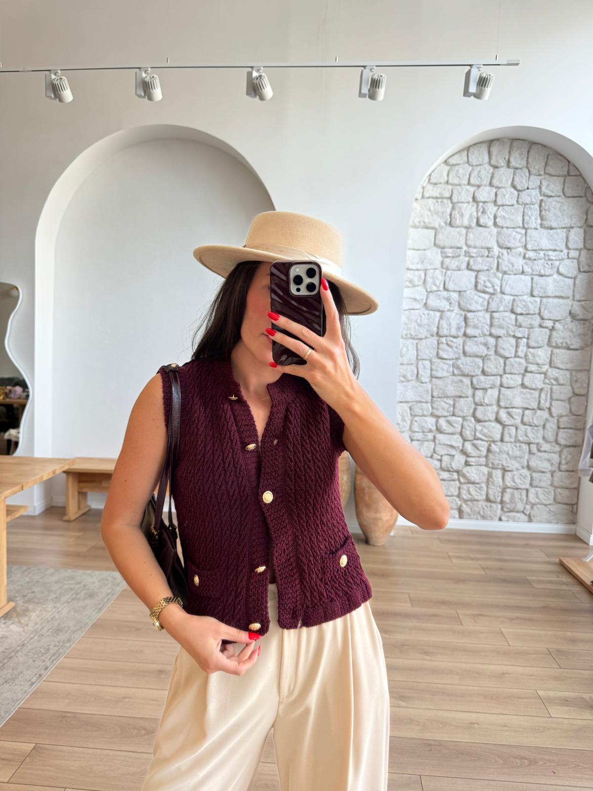 Kırçıllı Bordo Yelek