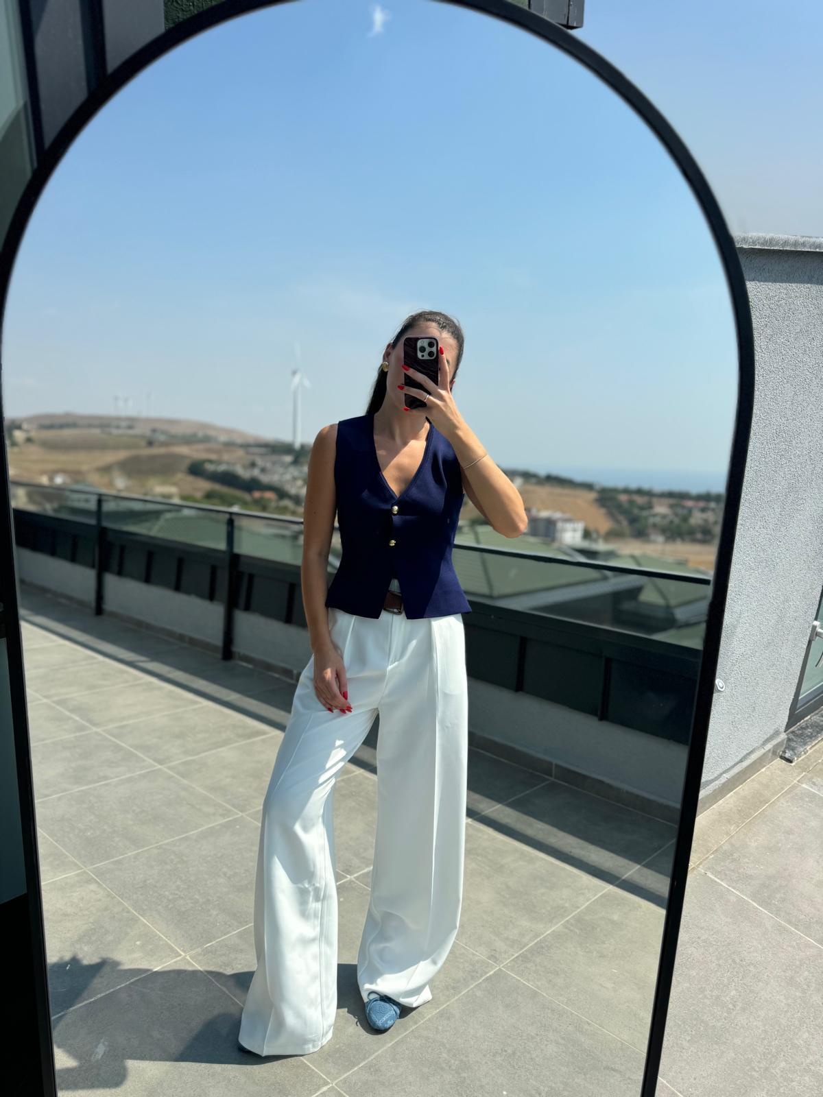 Lacivert Çelik Triko Yelek