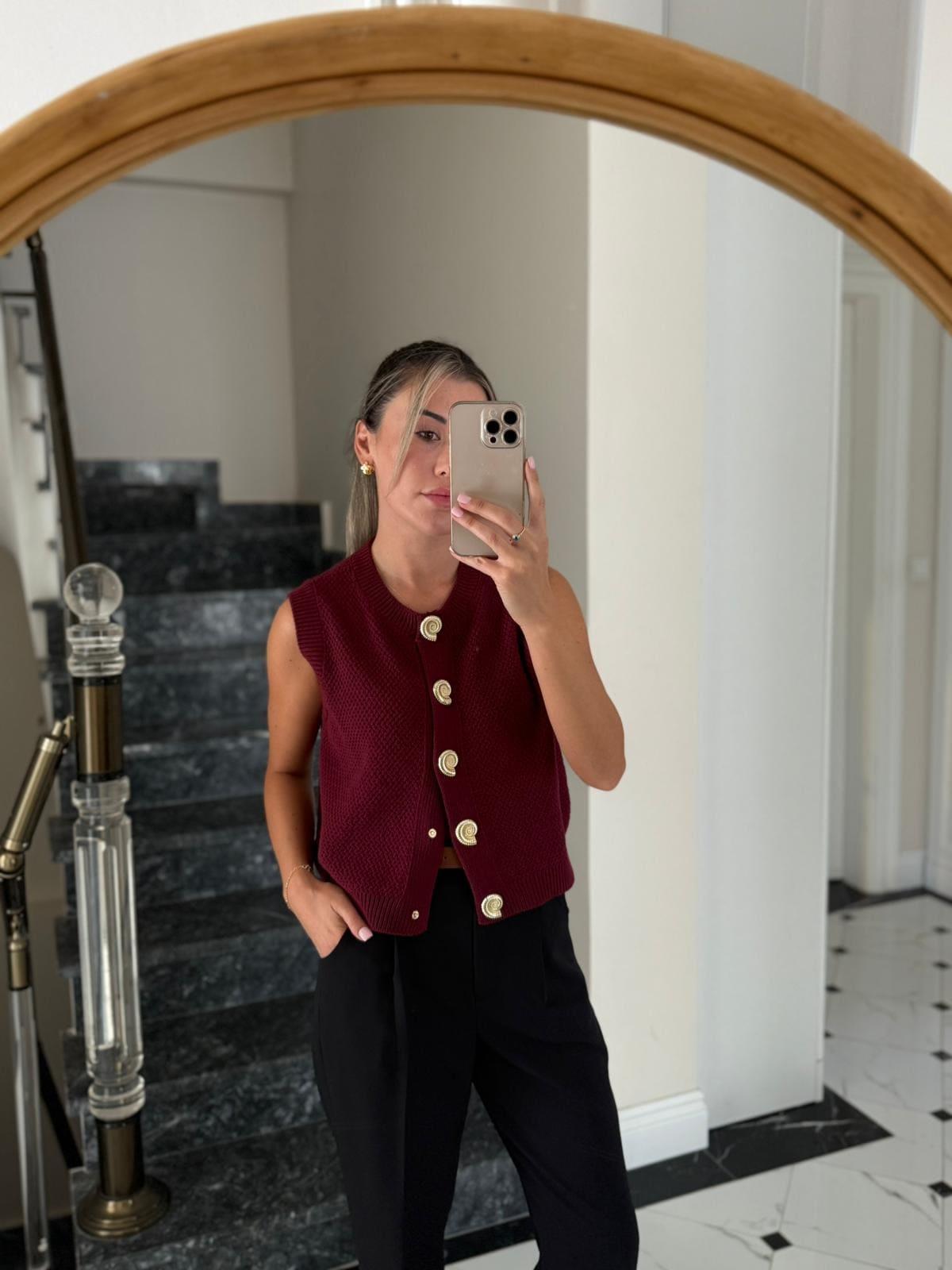 Marine Bordo Triko Yelek