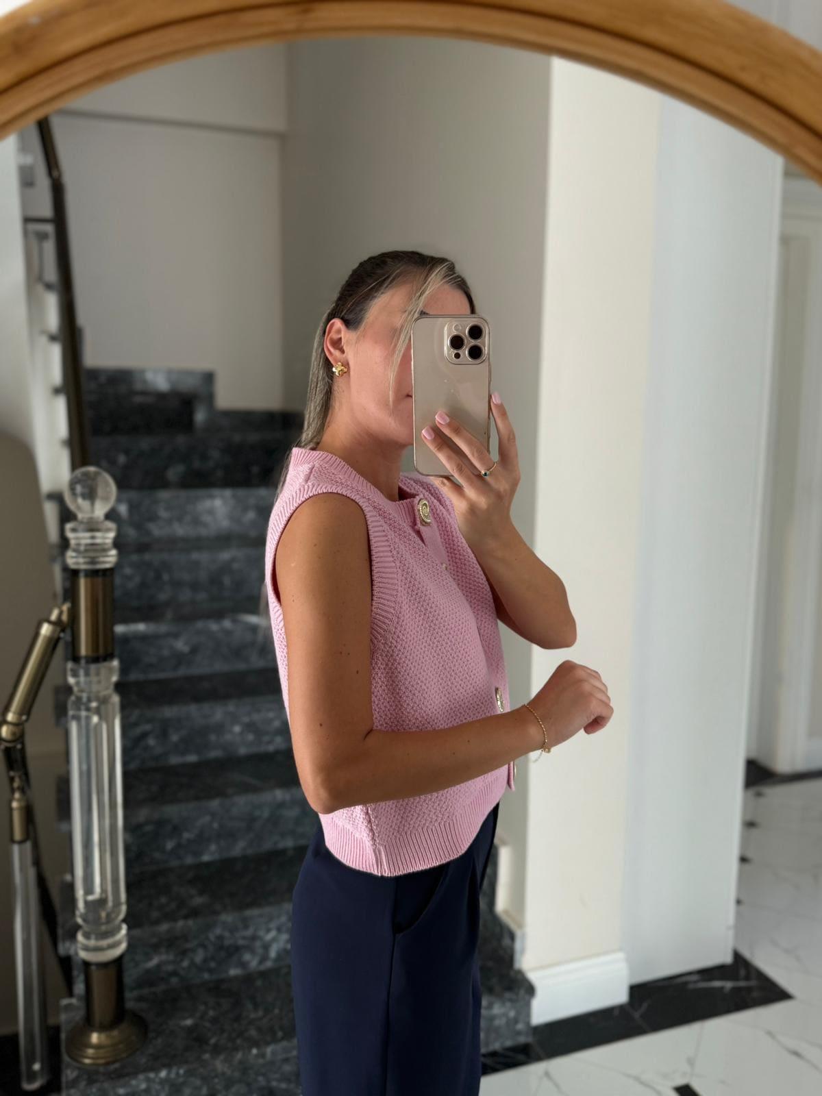Marine Pembe Triko Yelek