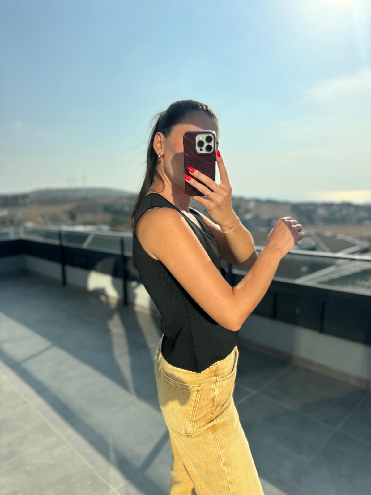 Siyah Çelik Triko Yelek