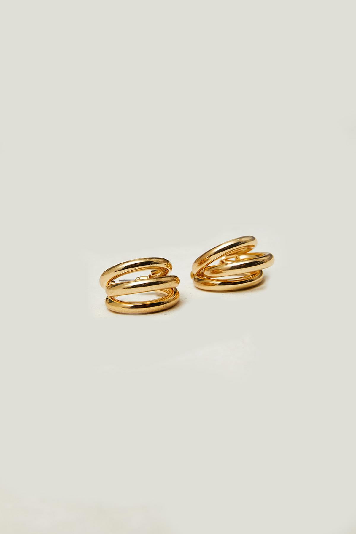 Aksesuar Üçlü Görünümlü Halka Küpe - Gold KÜPE modelleri