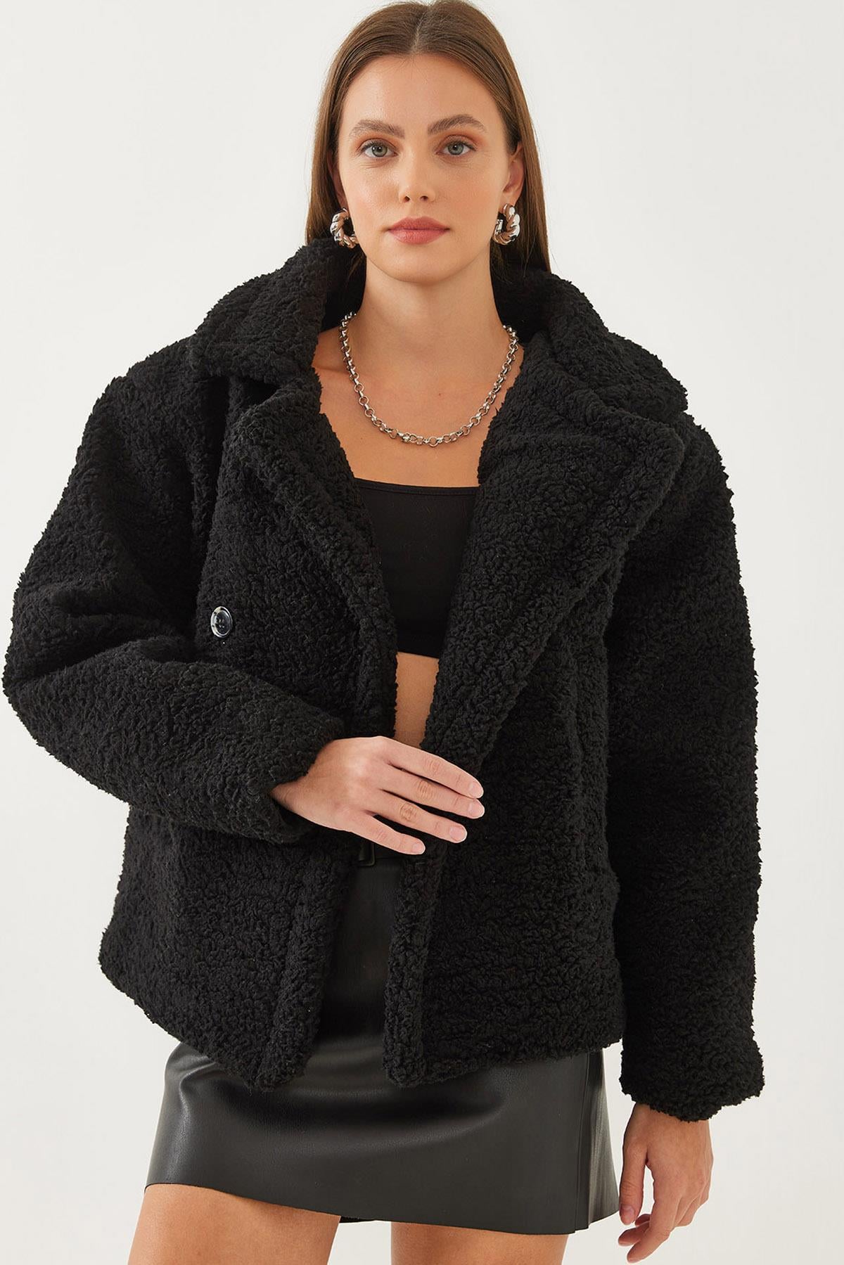 Astarlı Peluş Mont 2433 60351028 - Siyah