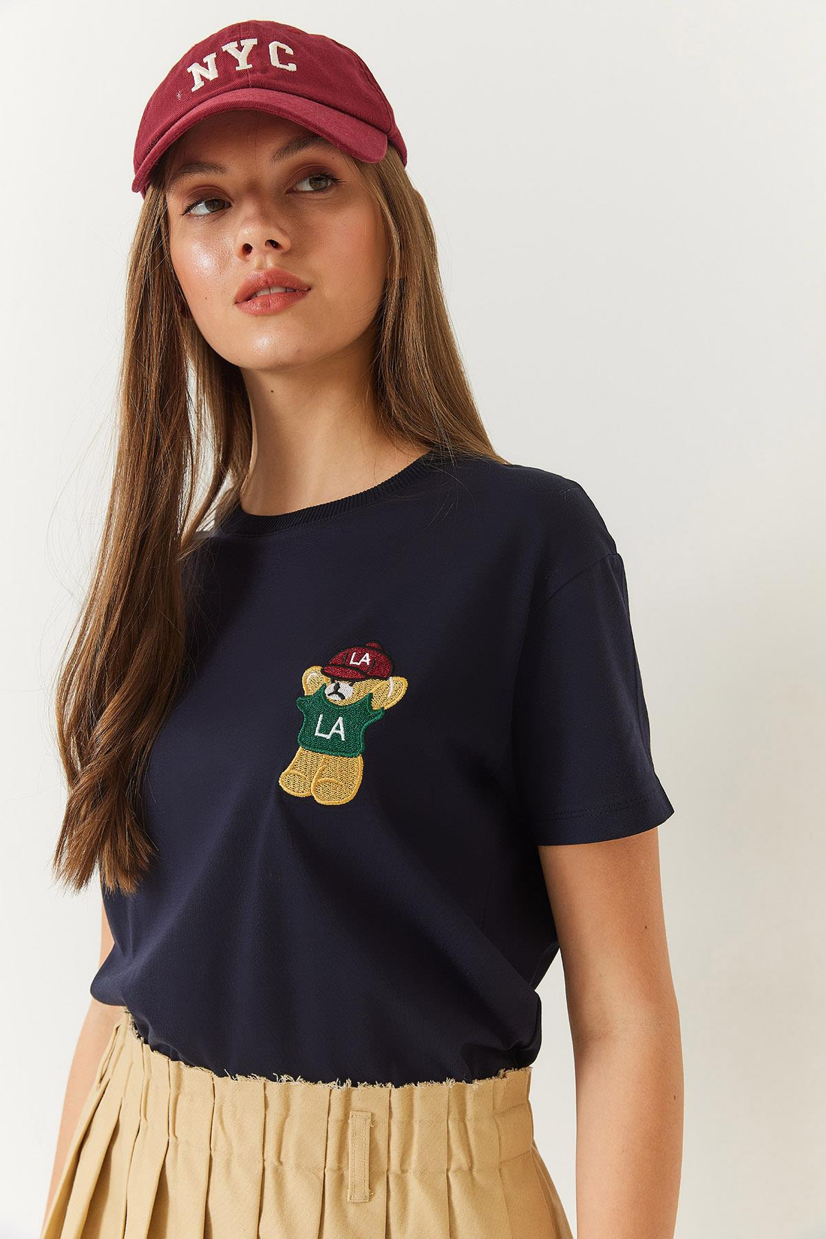 Ayıcık Baskılı Tshirt 60602007 - Lacivert