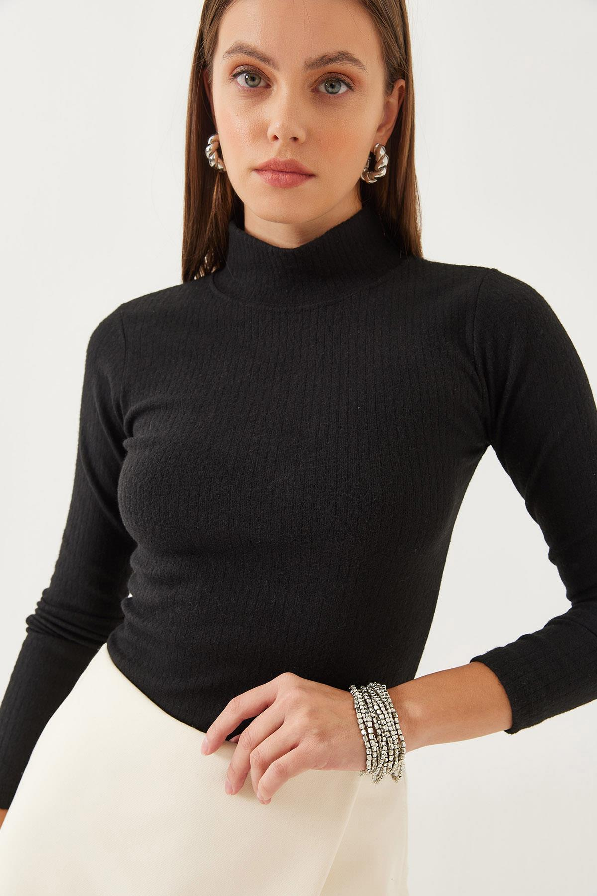 Balıkçı Yaka Basic T-Shirt 0014 60251867 - Siyah T-SHİRT modelleri
