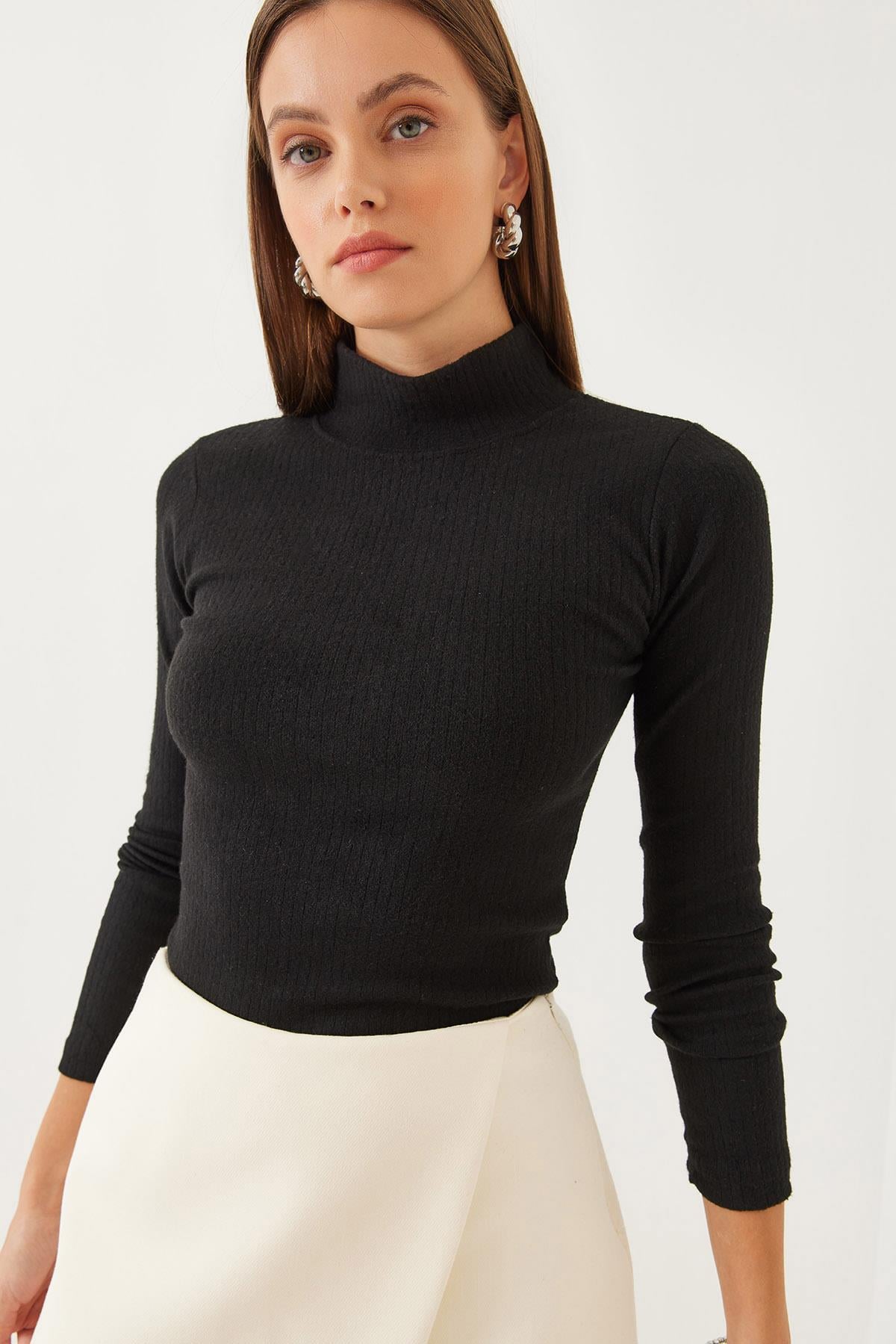 Balıkçı Yaka Basic T-Shirt 0014 60251867 - Siyah T-SHİRT modelleri