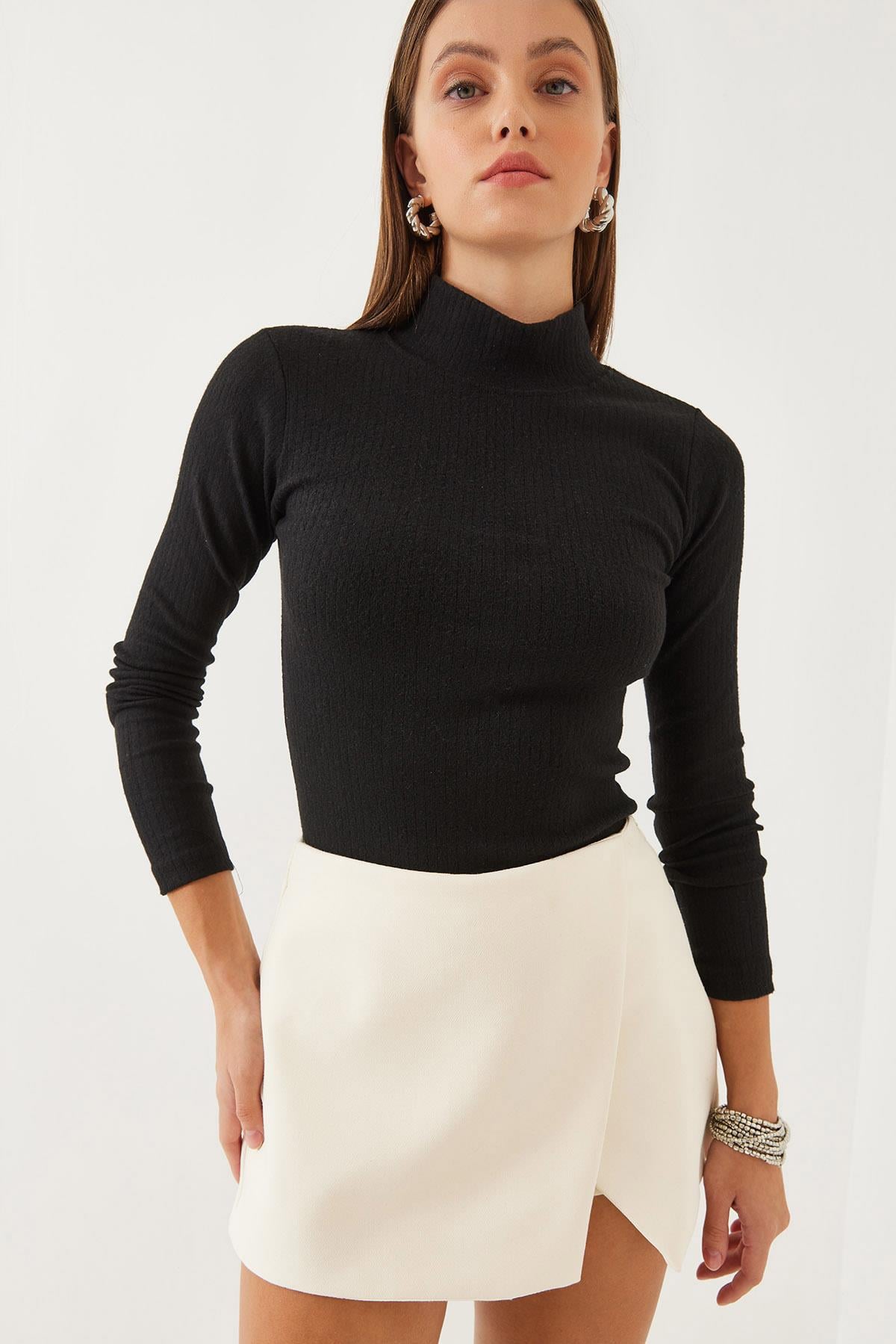Balıkçı Yaka Basic T-Shirt 0014 60251867 - Siyah T-SHİRT modelleri