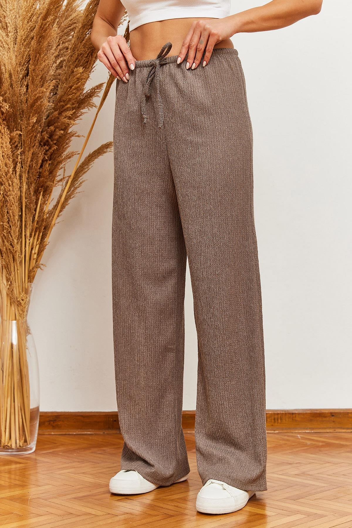 Beli Bağlamalı Rustik Pantolon 60361002 - Taş