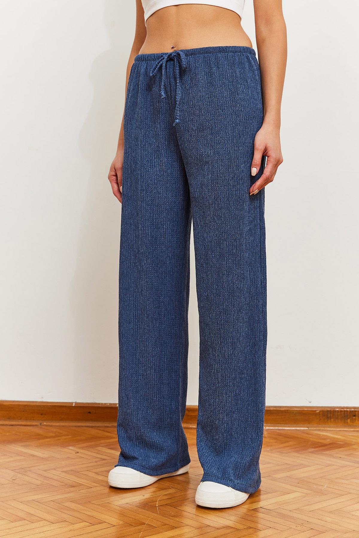 Beli Bağlamalı Rustik Pantolon 60361002 - İndigo