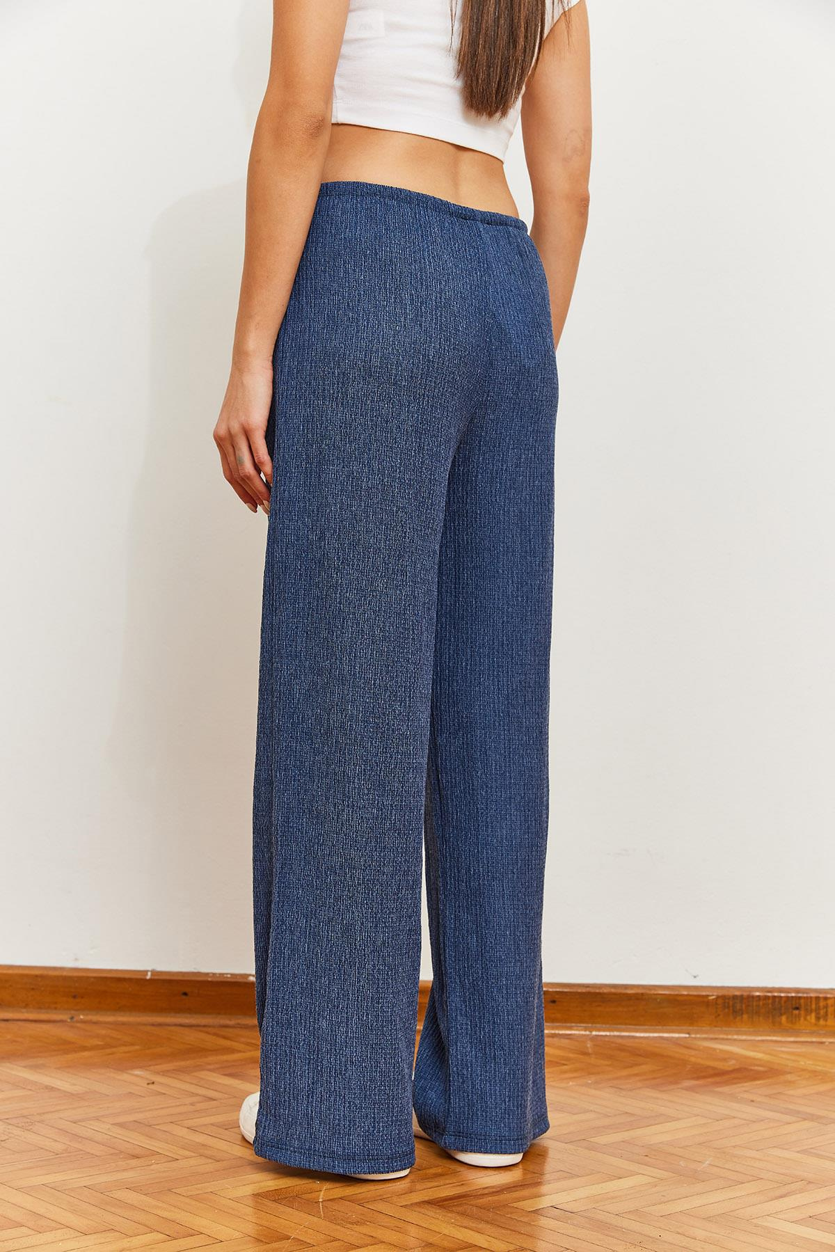 Beli Bağlamalı Rustik Pantolon 60361002 - İndigo