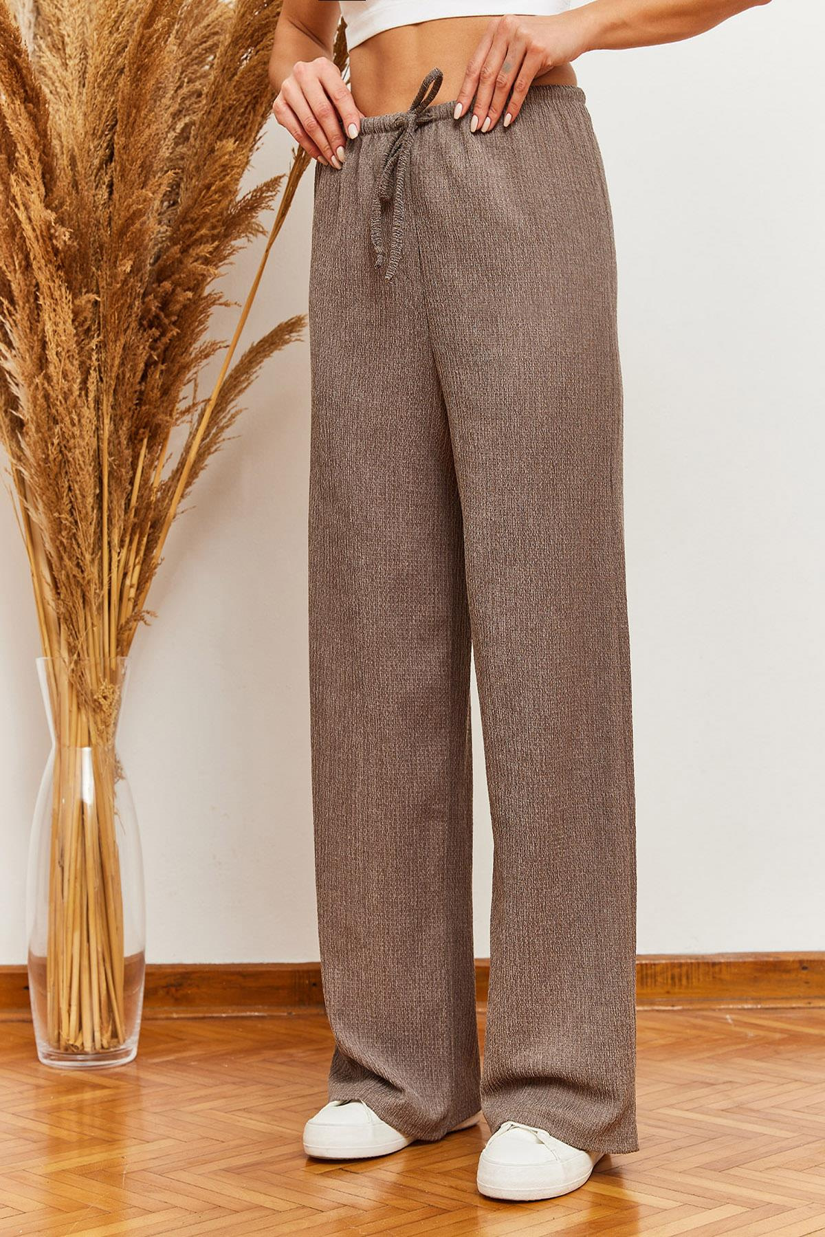 Beli Bağlamalı Rustik Pantolon 60361002 - Taş