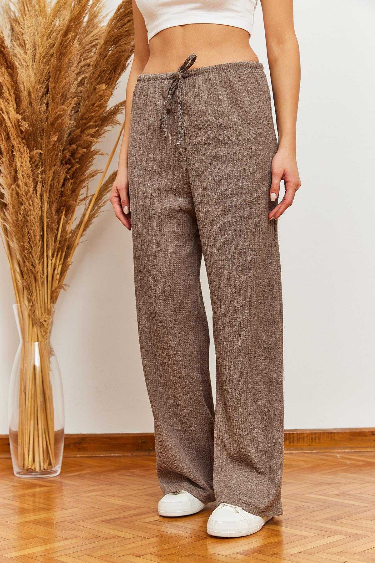 Beli Bağlamalı Rustik Pantolon 60361002 - Taş
