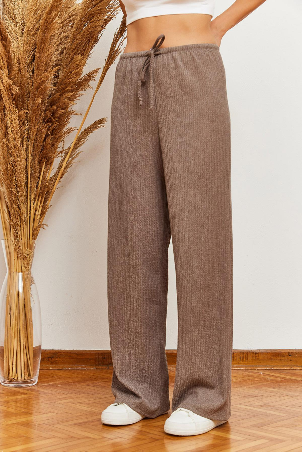 Beli Bağlamalı Rustik Pantolon 60361002 - Taş