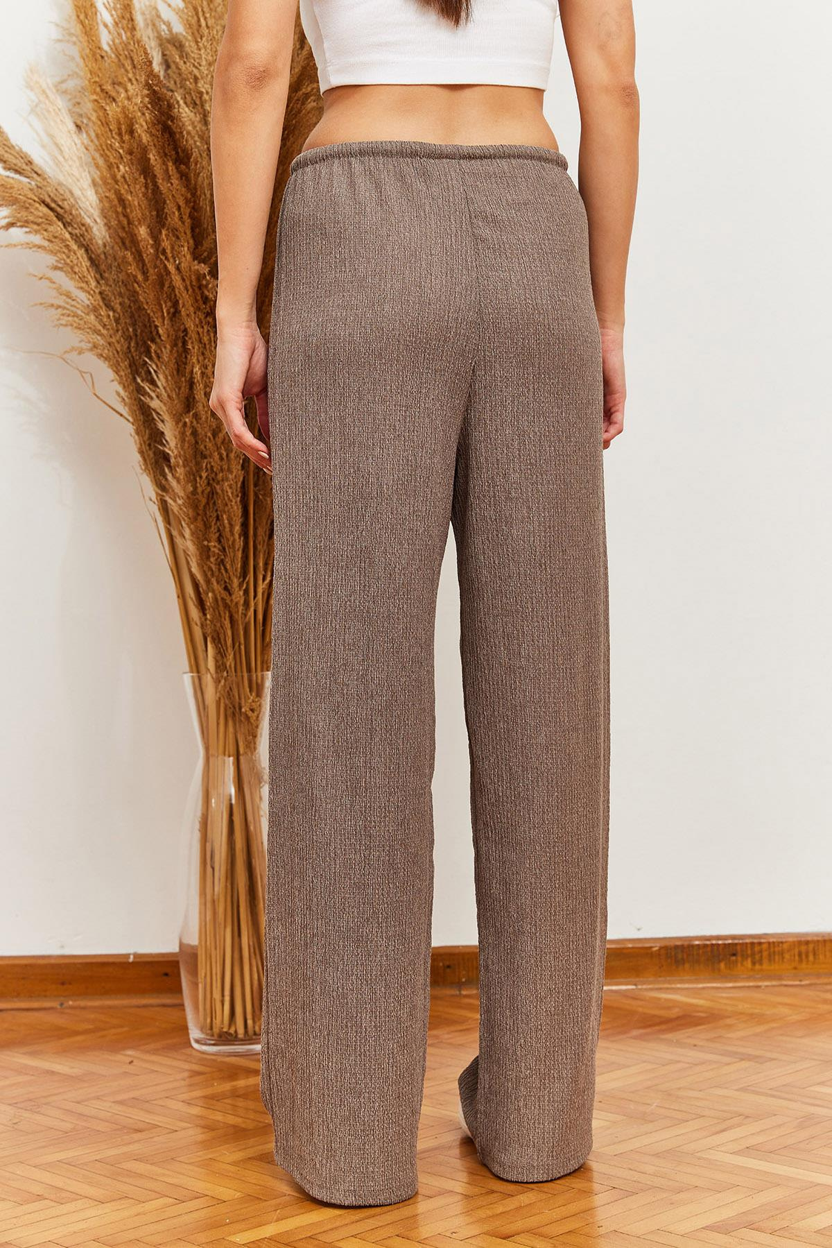 Beli Bağlamalı Rustik Pantolon 60361002 - Taş