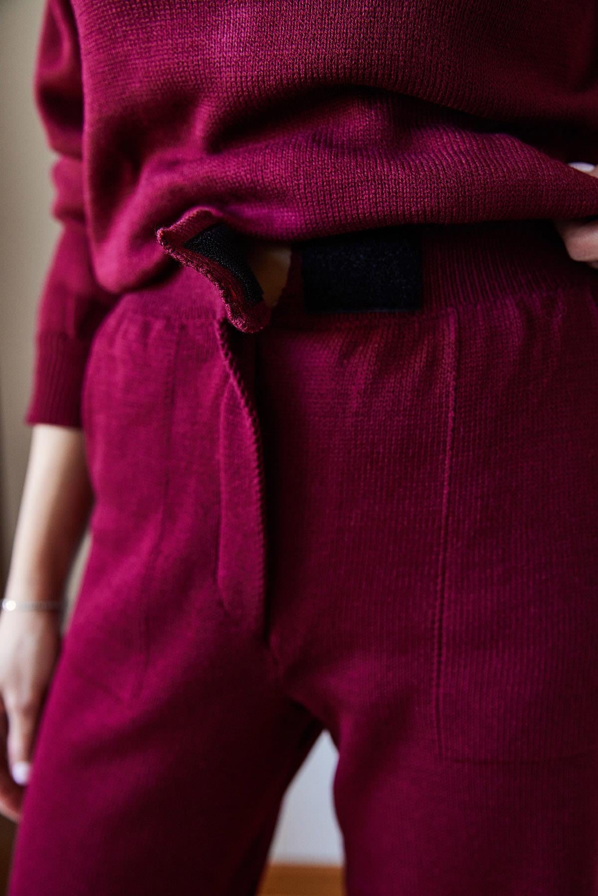 Beli Cırt Detaylı Basic Triko Alt-Üst Takım 60651006 - Bordo