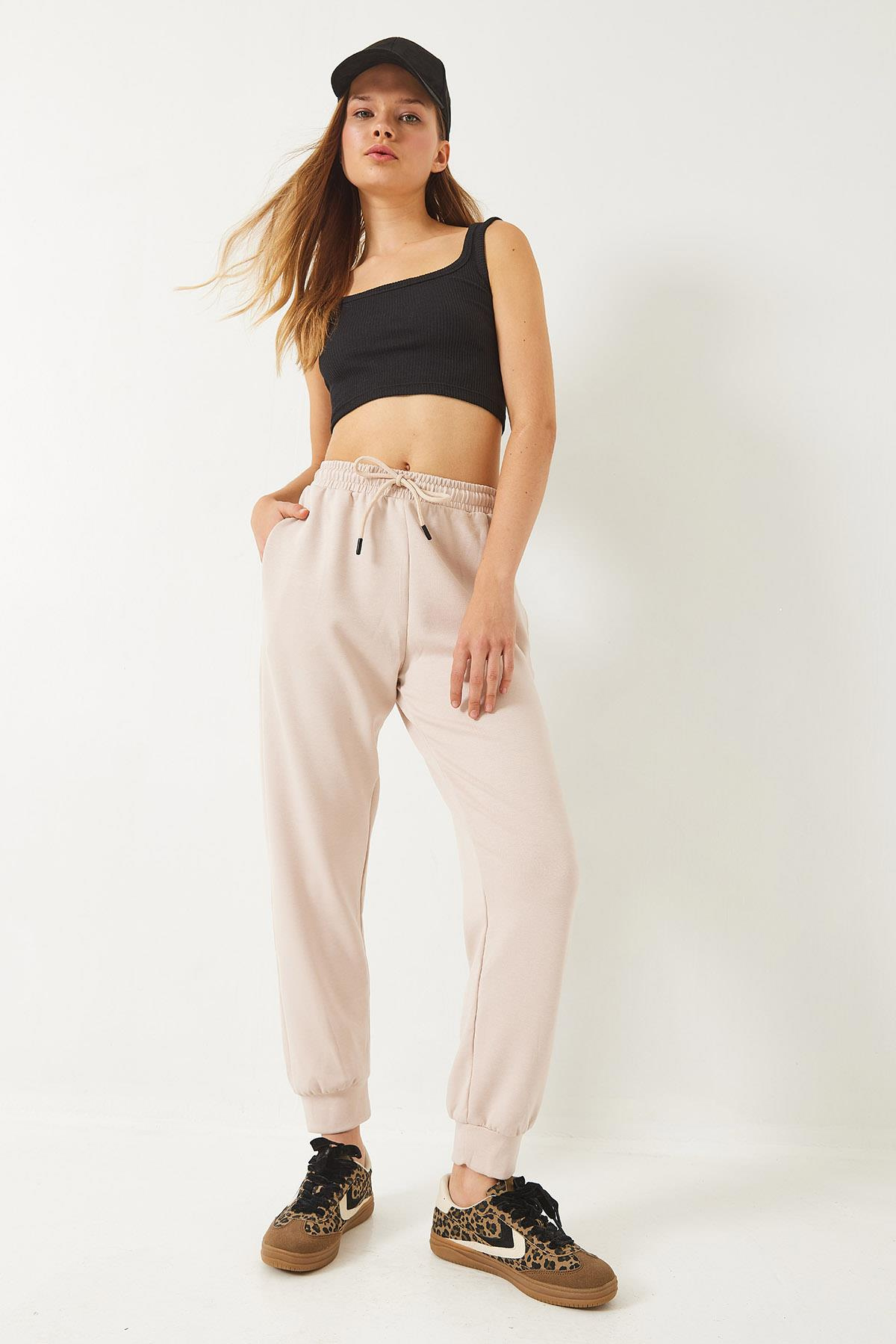 Beli Lastikli Bağlamalı Cepli Basic Pantolon 60261550 - Bej
