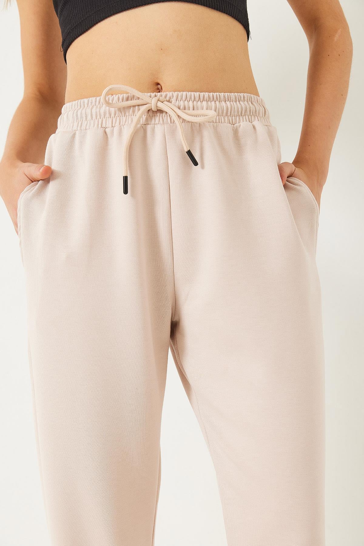 Beli Lastikli Bağlamalı Cepli Basic Pantolon 60261550 - Bej
