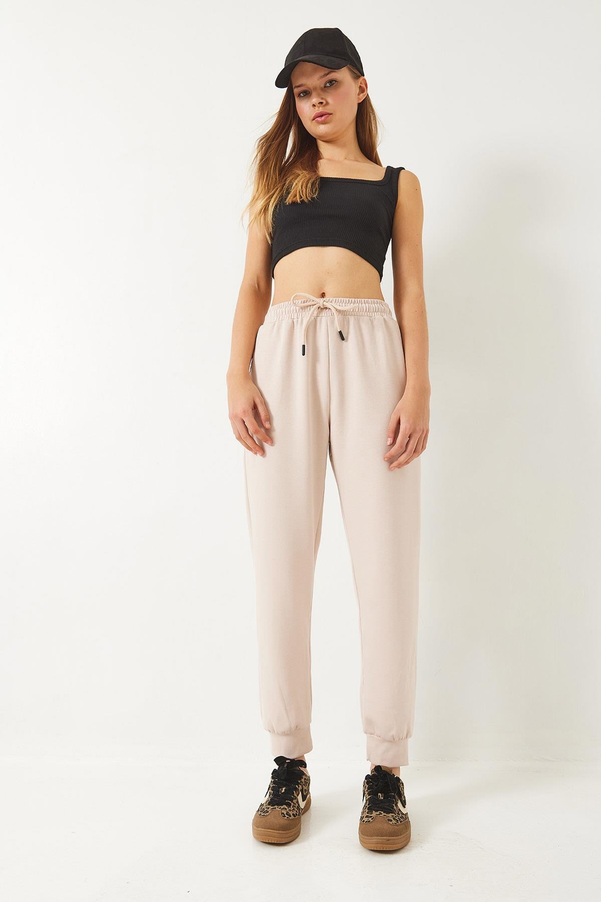 Beli Lastikli Bağlamalı Cepli Basic Pantolon 60261550 - Bej