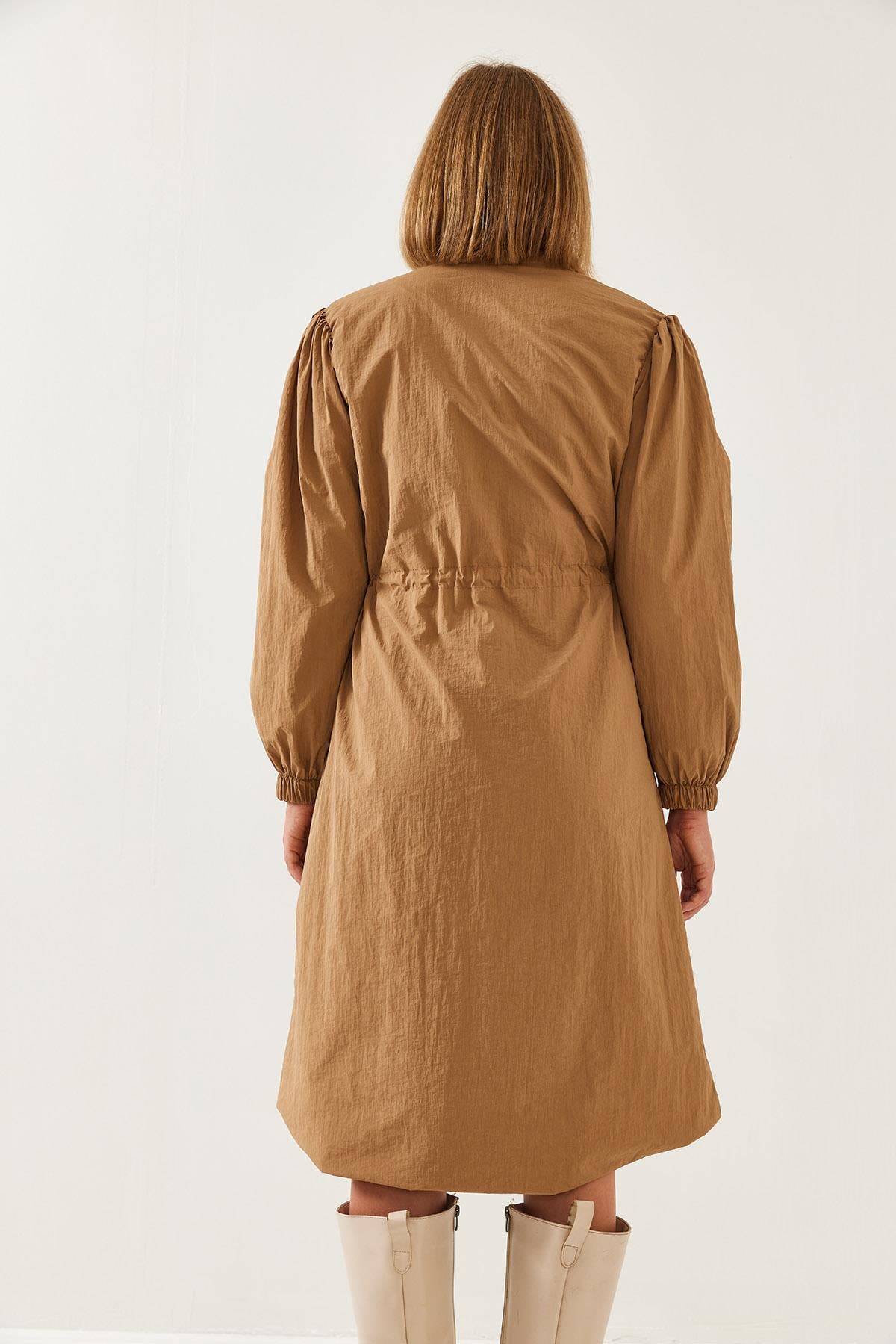 Beli Lastikli Uzun Yağmurluk 5939 60351240 - Camel