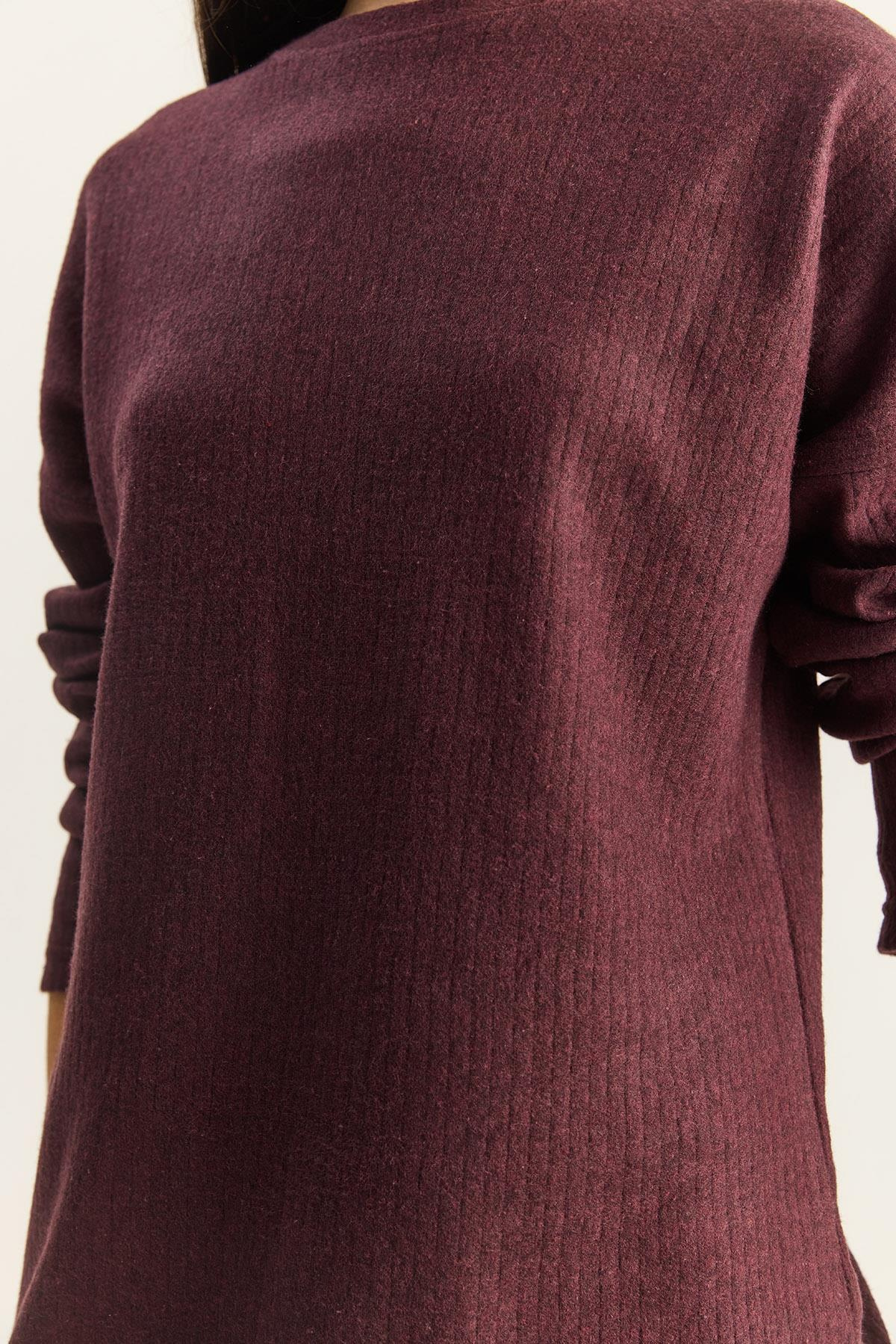 Bisiklet Yaka Basic Alt-Üst Takım 0036 60251871 - Patlıcan ALT - ÜST TAKIM modelleri