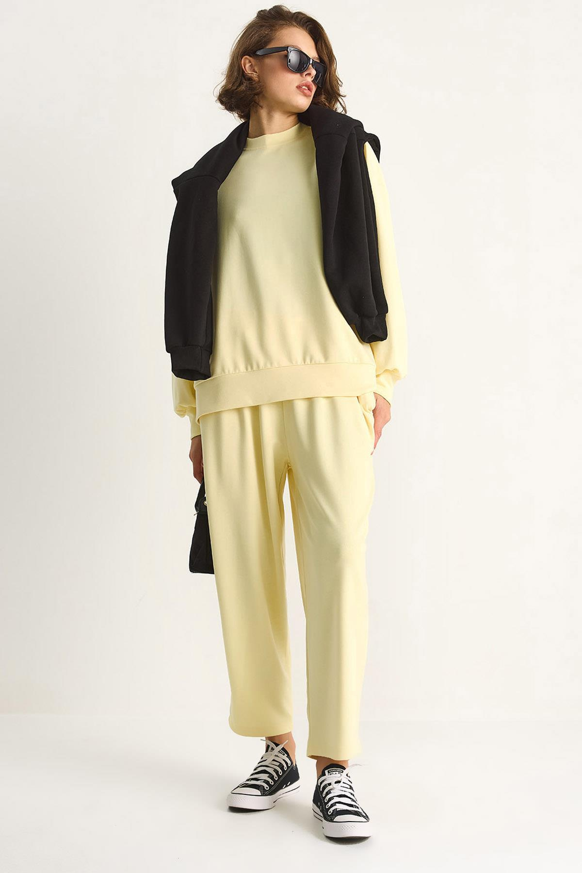 Bisiklet Yaka Oversize Alt-üst Takım 60284065 - Tereyağ ALT - ÜST TAKIM modelleri