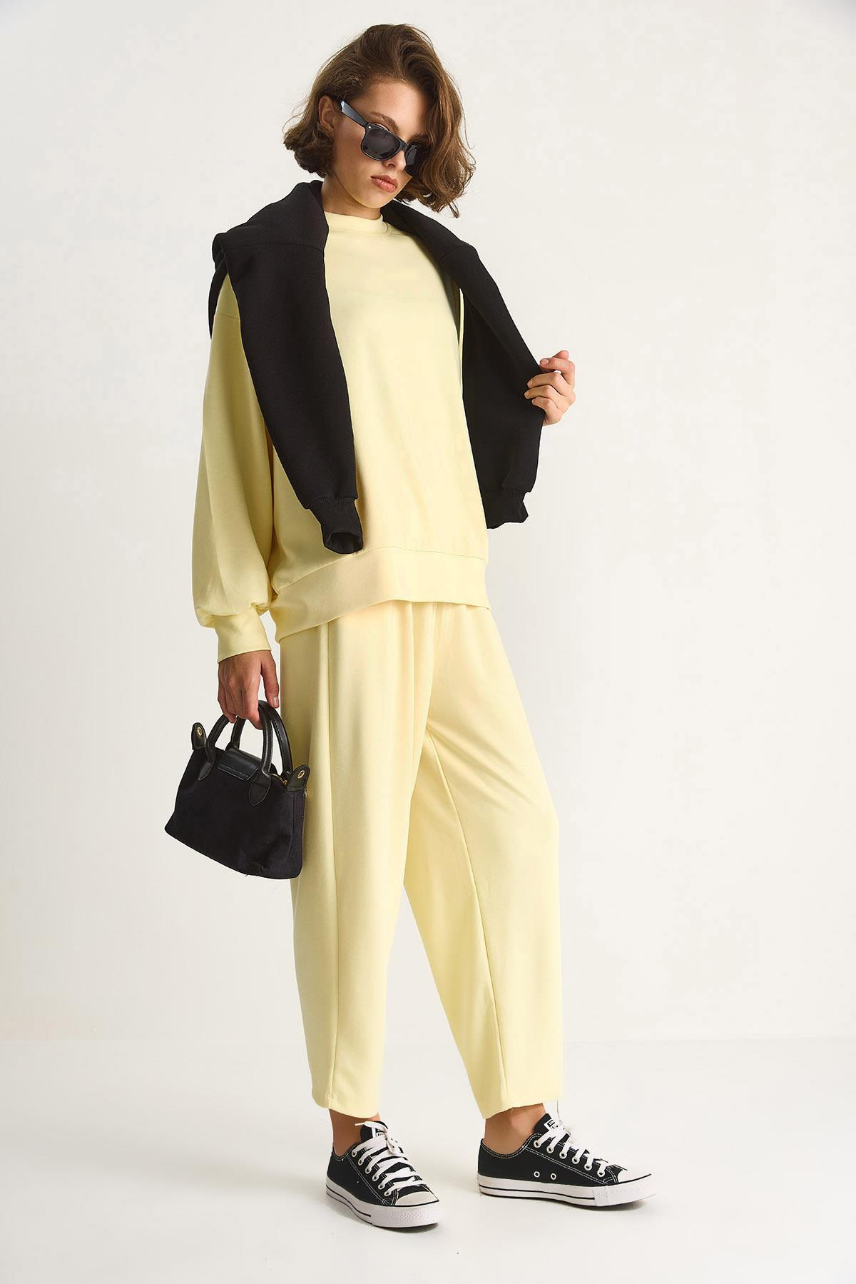 Bisiklet Yaka Oversize Alt-üst Takım 60284065 - Tereyağ ALT - ÜST TAKIM modelleri