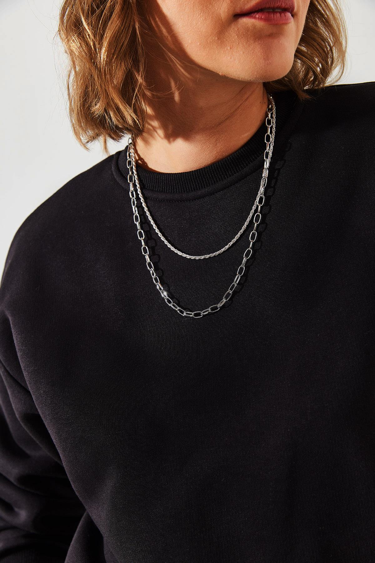 Bisiklet Yaka Şardonlu Basic Sweatshirt 60251640 - Siyah SWEATSHİRT modelleri