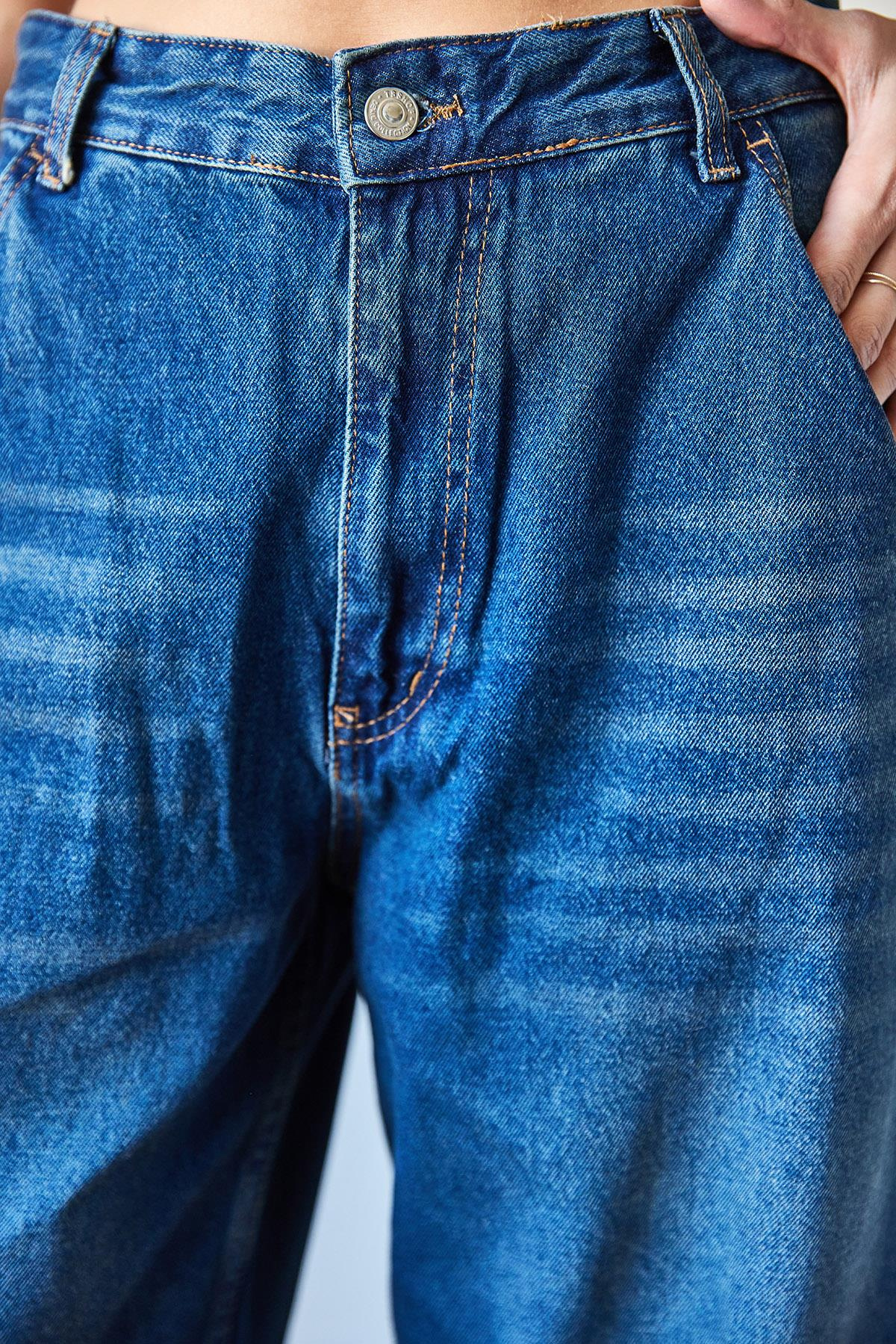 Bol Paça Denim Pantolon 490 60351106 - Mavi PANTOLON modelleri