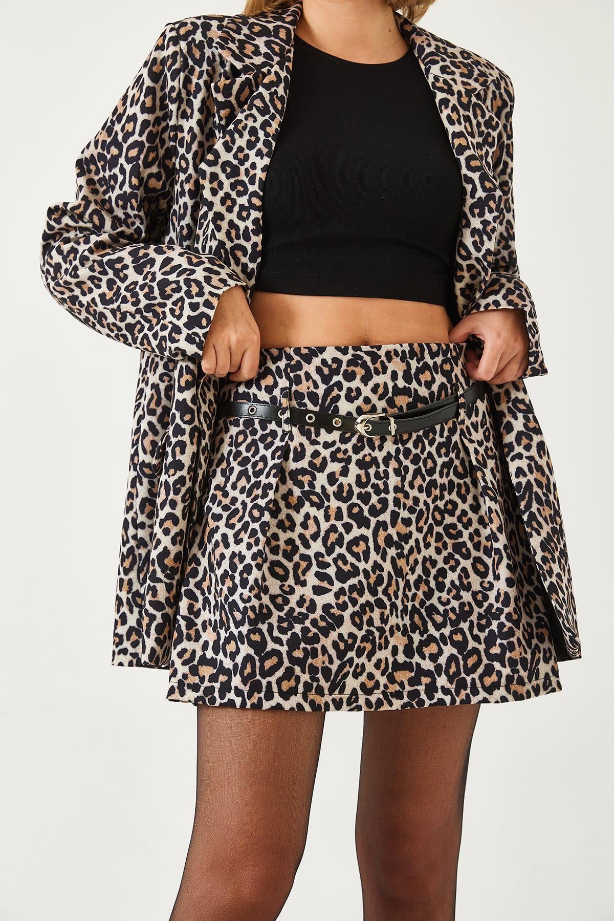Etekli Ceketli Alt Üst Takım MBMS055 60501055 - Leopar