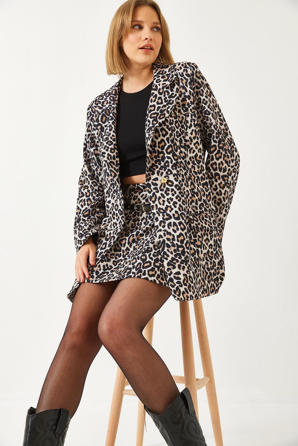 Etekli Ceketli Alt Üst Takım MBMS055 60501055 - Leopar