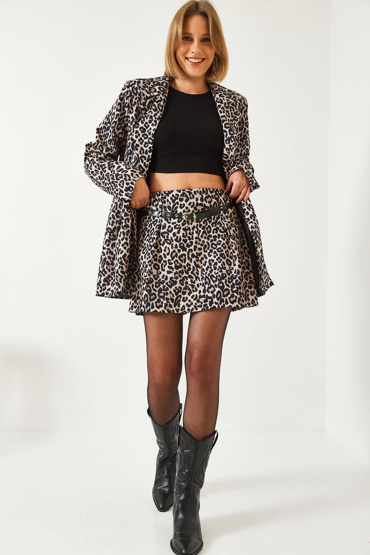Etekli Ceketli Alt Üst Takım MBMS055 60501055 - Leopar