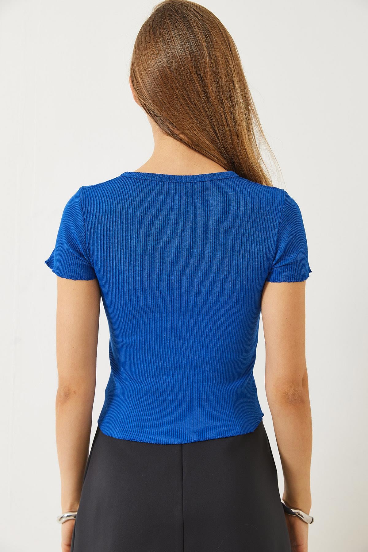 Fitilli Kaşkorse Basic T-Shirt 60261476 - Saks
